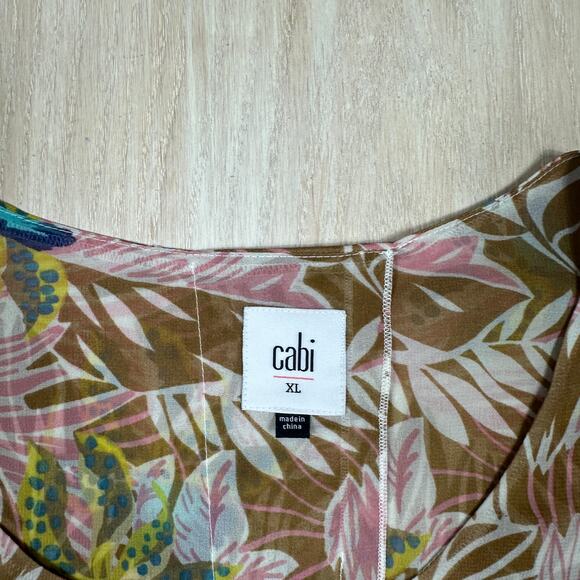 Cabi Sleeveless Tropical Print Parlor Resortwear Vacation Coastal Casual Top XL - Picture 5 of 16